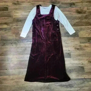 Vintage Y2K Studio Ease 2-Piece Velvet Maxi Burgundy Dress Size 6P